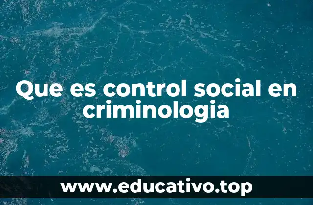 Que es control social en criminologia