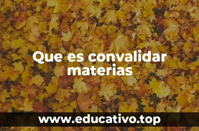 Que es convalidar materias