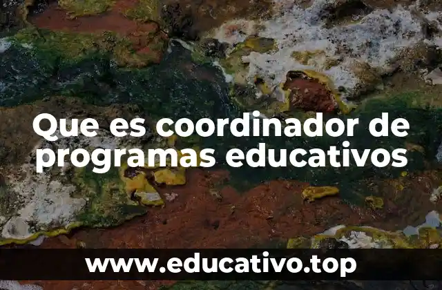 Que es coordinador de programas educativos