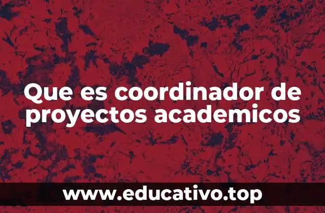 Que es coordinador de proyectos academicos