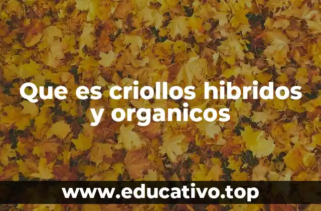 Que es criollos hibridos y organicos