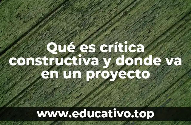 Qué es crítica constructiva y donde va en un proyecto