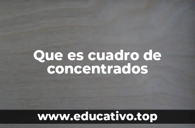 Que es cuadro de concentrados