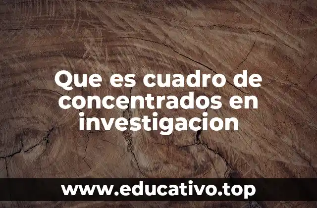 Que es cuadro de concentrados en investigacion