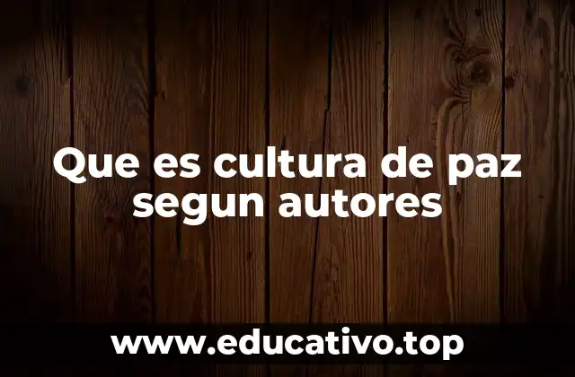 Que es cultura de paz segun autores
