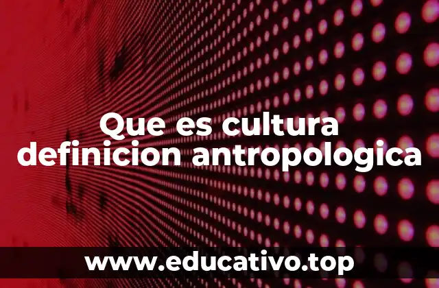 Que es cultura definicion antropologica