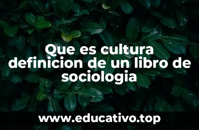 Que es cultura definicion de un libro de sociologia