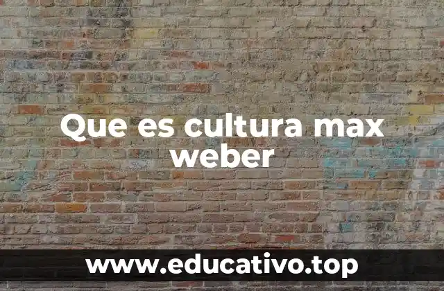 Que es cultura max weber
