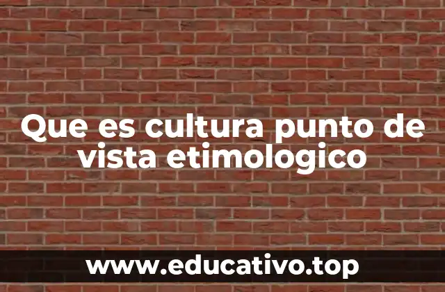 Que es cultura punto de vista etimologico