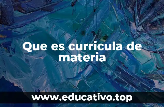 Que es curricula de materia