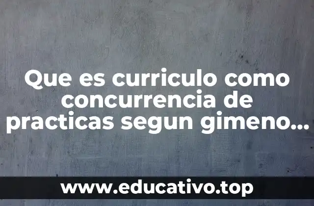 Que es curriculo como concurrencia de practicas segun gimeno sacristan