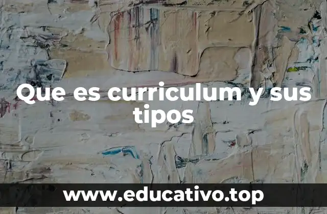 Que es curriculum y sus tipos