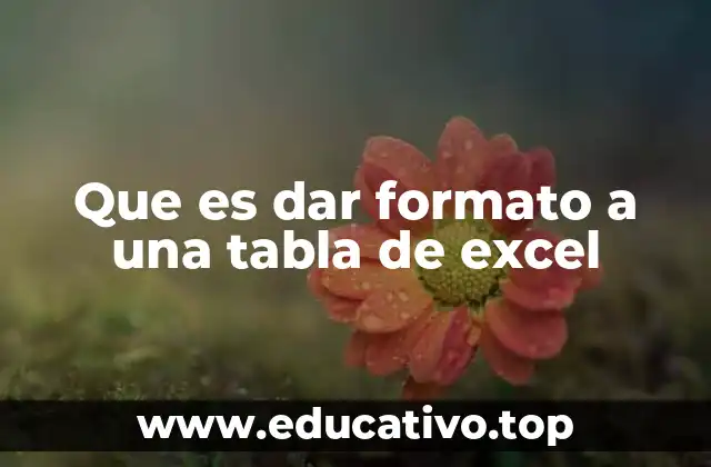 Que es dar formato a una tabla de excel