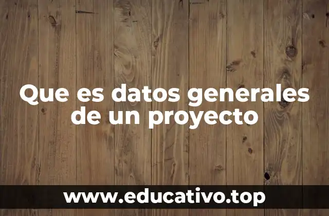 Que es datos generales de un proyecto