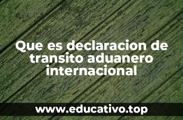 Que es declaracion de transito aduanero internacional