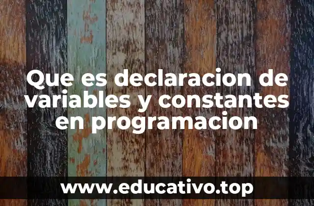 Que es declaracion de variables y constantes en programacion
