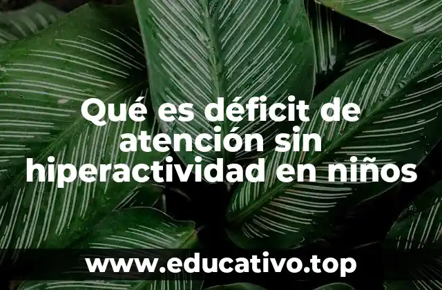 Qué es déficit de atención sin hiperactividad en niños