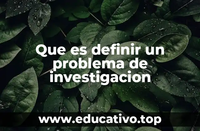 Que es definir un problema de investigacion