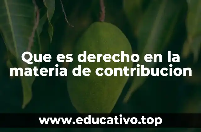 Que es derecho en la materia de contribucion