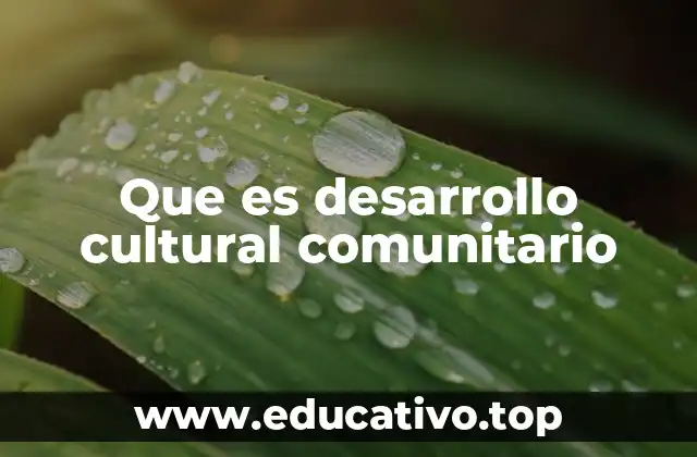 Que es desarrollo cultural comunitario