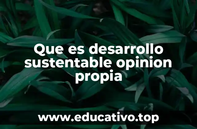 Que es desarrollo sustentable opinion propia