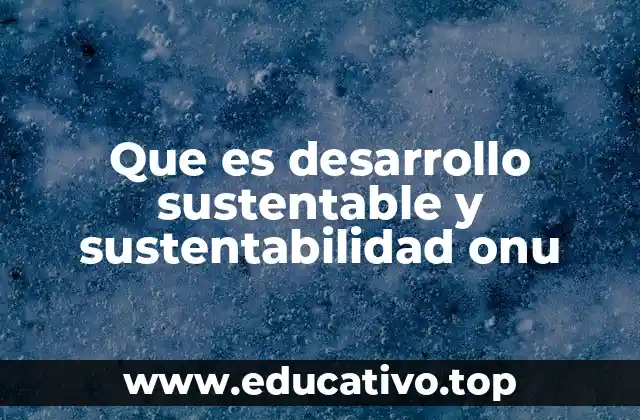 Que es desarrollo sustentable y sustentabilidad onu