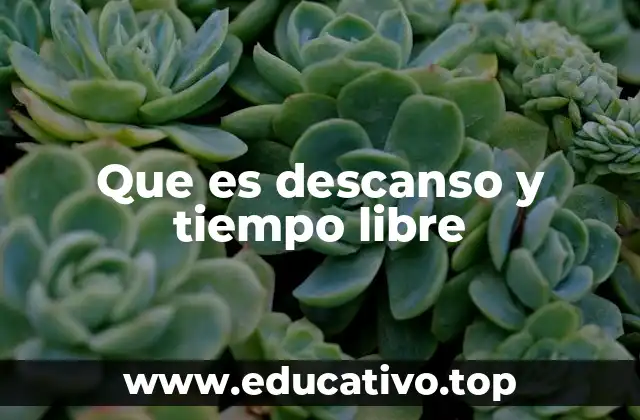 Que es descanso y tiempo libre