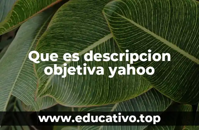 Que es descripcion objetiva yahoo