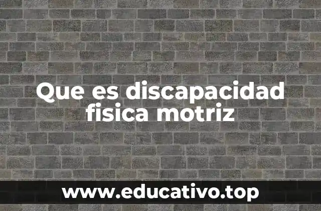Que es discapacidad fisica motriz