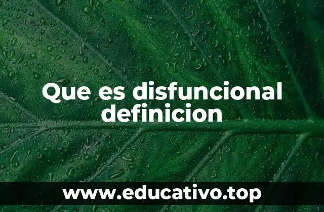 Que es disfuncional definicion