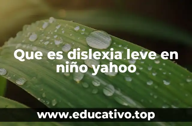 Que es dislexia leve en niño yahoo