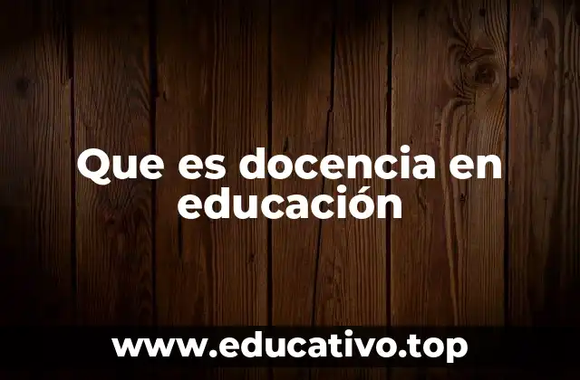 Que es docencia en educación
