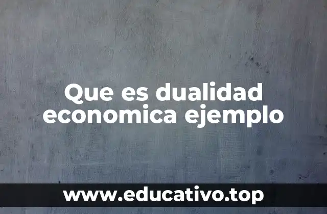 Que es dualidad economica ejemplo