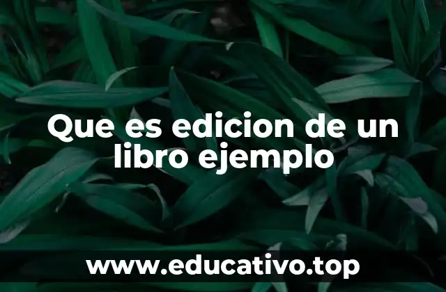 Que es edicion de un libro ejemplo
