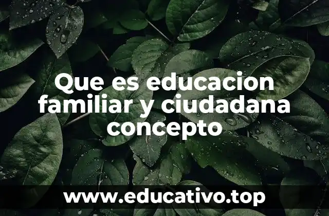 Que es educacion familiar y ciudadana concepto