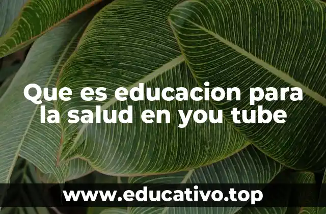 Que es educacion para la salud en you tube