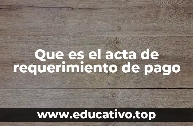 Que es el acta de requerimiento de pago
