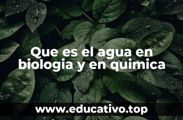 Que es el agua en biologia y en quimica