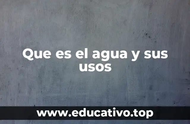 Que es el agua y sus usos