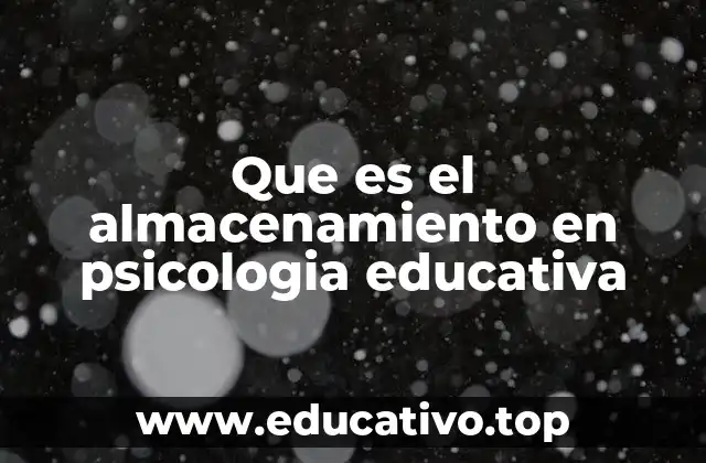 Que es el almacenamiento en psicologia educativa