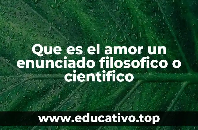Que es el amor un enunciado filosofico o cientifico