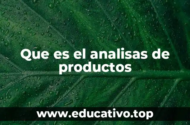 Que es el analisas de productos