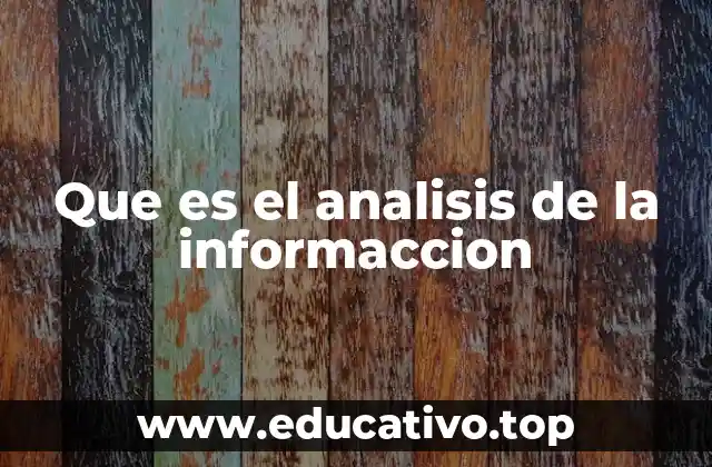 Que es el analisis de la informaccion