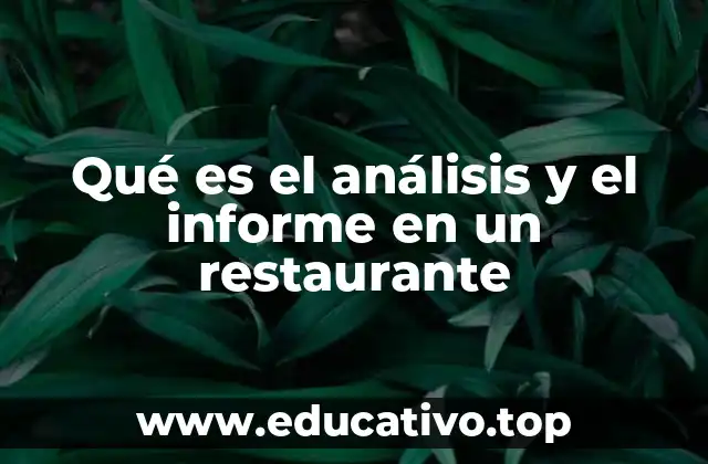 Qué es el análisis y el informe en un restaurante