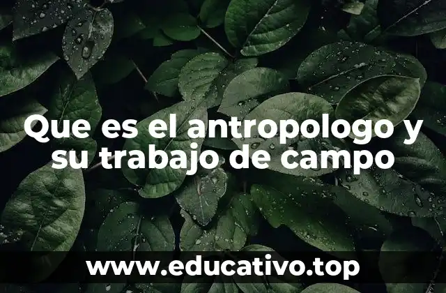 Que es el antropologo y su trabajo de campo