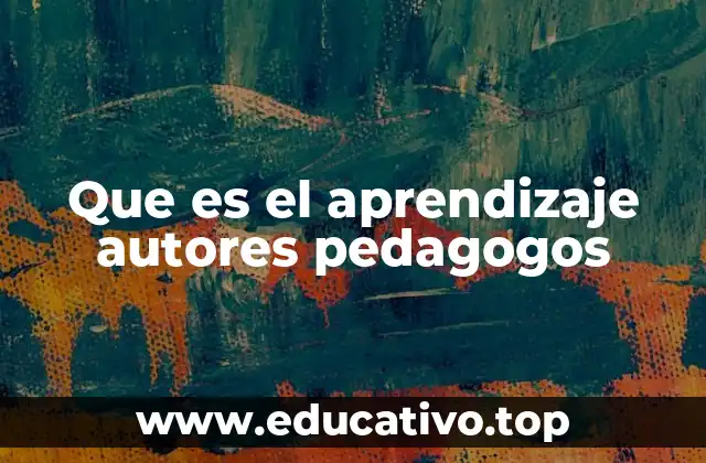 Que es el aprendizaje autores pedagogos