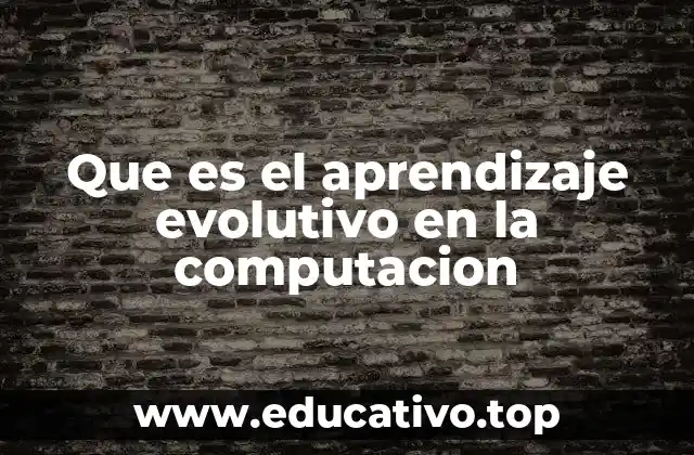 Que es el aprendizaje evolutivo en la computacion