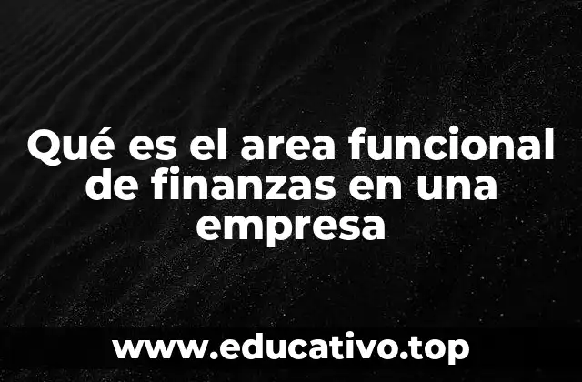 Qué es el area funcional de finanzas en una empresa