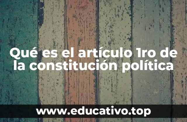 Qué es el artículo 1ro de la constitución política