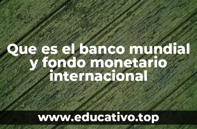 Que es el banco mundial y fondo monetario internacional